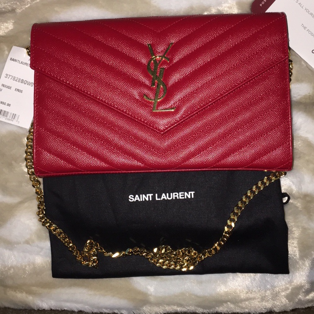YSL Matelassé Monogram Wallet on Chain